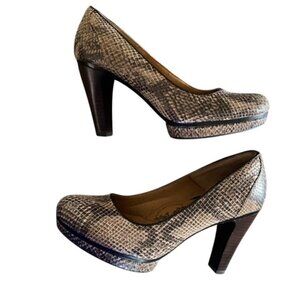 Sofft Snake Print Platform Heels 7